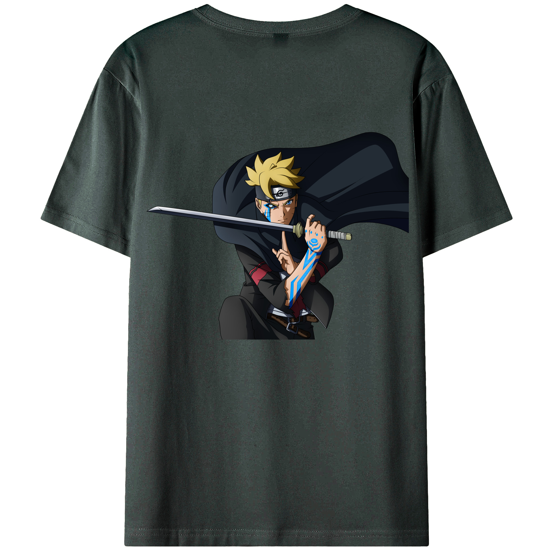 （画像用） NARUTO -ナルト- うずまき ボルト Uzumaki Boruto 綿100％ メンズ半袖Tシャツ（バックプリント） 通気性